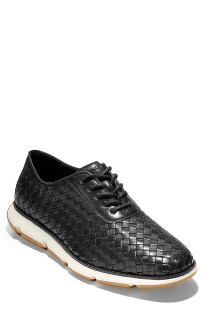 Shop Cole Haan 4.zerogrand Woven Oxford In Black Woven Leather/ Ivory