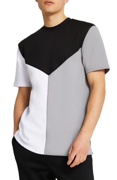 Shop River Island Scuba Chevron Colorblock T-shirt In Black