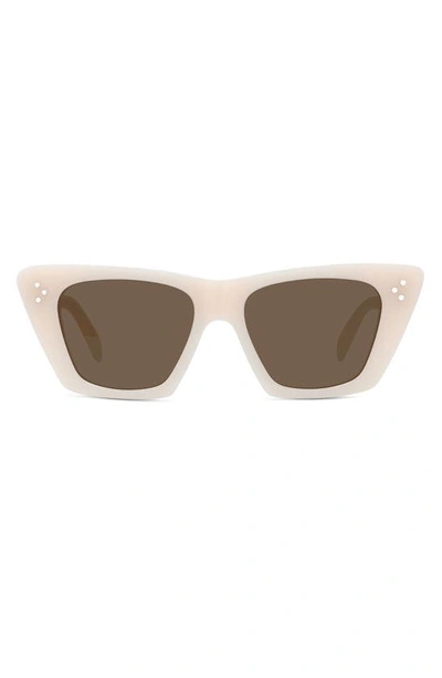 Shop Celine 51mm Cat Eye Sunglasses In Shiny Pink / Brown