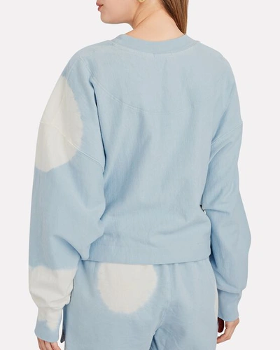 Shop Bassike Radial Tie-dye Cropped Fleece Sweatshirt In Blue/white