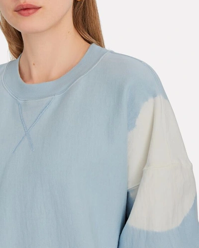 Shop Bassike Radial Tie-dye Cropped Fleece Sweatshirt In Blue/white