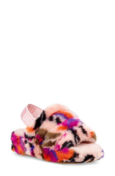 Shop Ugg Fluff Yeah Genuine Shearling Slingback Sandal In Pink Multi