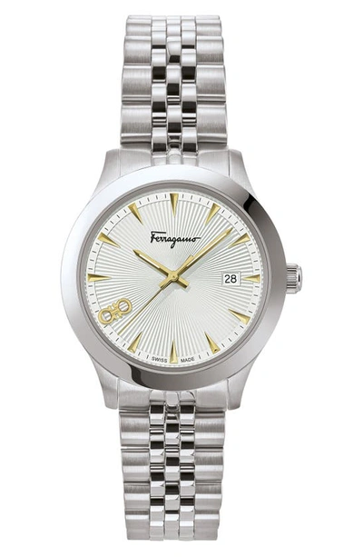 Shop Ferragamo Duo Bracelet Watch, 33mm In Silver