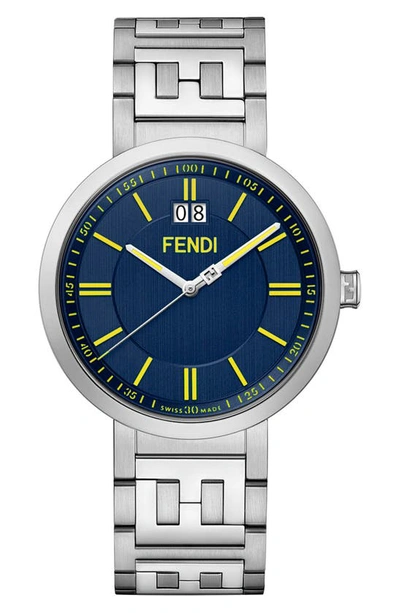 Shop Fendi Forever  Bracelet Watch, 39mm In Silver/ Blue/ Silver