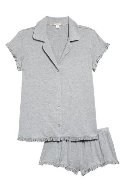 Shop Eberjey Ruthie Ruffle Jersey Knit Short Pajamas In Heath Grey
