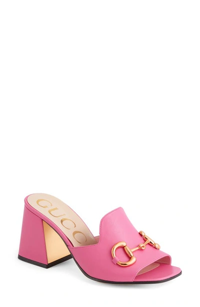 Shop Gucci Baby Horsebit Slide Sandal In Pink Tropical Flower