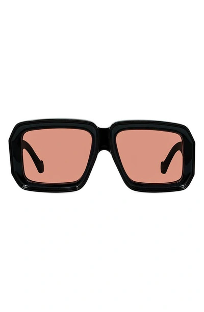 Shop Loewe X Paula's Ibiza 56mm Mask Sunglasses In Shiny Black/ Pink