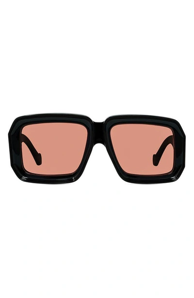 Loewe Oversized Square Monochromatic Sunglasses In Shiny Black/ Pink