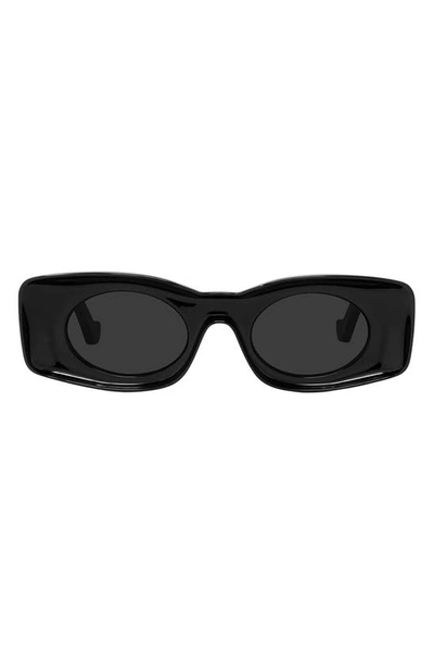 Shop Loewe X Paula's Ibiza 49mm Rectangular Sunglasses In Shiny Black/ Smoke
