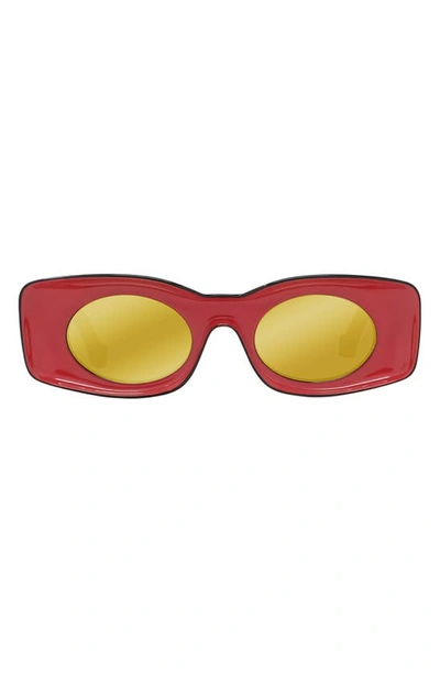 Shop Loewe X Paula's Ibiza 49mm Rectangular Sunglasses In Shiny Black Red/ Gold