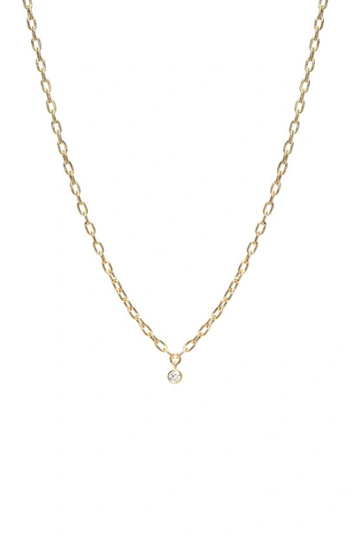 Shop Zoë Chicco Diamond Bezel Short Pendant Necklace In 14k Yellow Gold