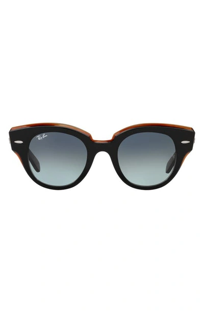 Shop Ray Ban Roundabout 47mm Gradient Round Sunglasses In Black Brn