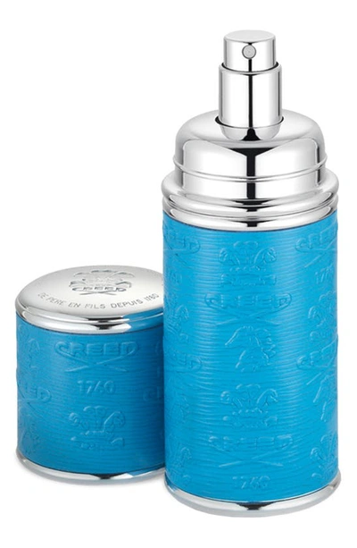 Shop Creed Refillable Deluxe Leather Atomizer, 1.7 oz In Blue/silver Trim