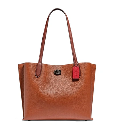 Shop Coach Leather Willow Tote Bag In Brown