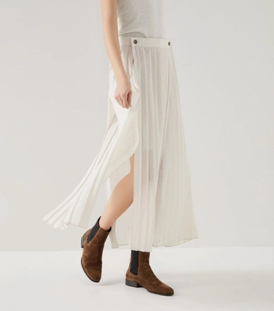 Shop Brunello Cucinelli Wool-blend Pleated Skirt In C8505