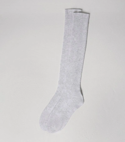Shop Brunello Cucinelli Ribbed Ankle Socks In Grey
