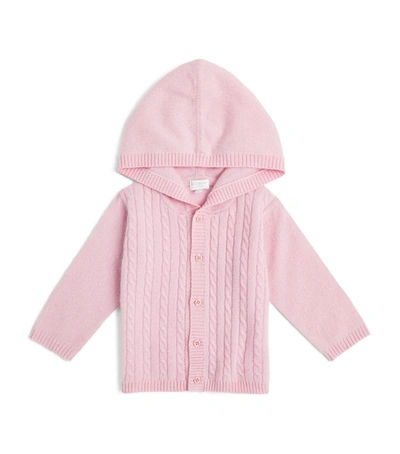 Shop Harrods Of London Cashmere Hooded Cardigan (0-18 Months) In Pink