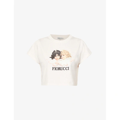 Shop Fiorucci Angels Cropped Organic-cotton T-shirt In Pale Pink