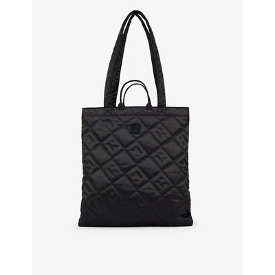 Shop Acne Studios Womens Black Quilted Face Mascot Shell Tote Bag