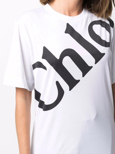 Shop Chloé Logo Cotton T-shirt In White