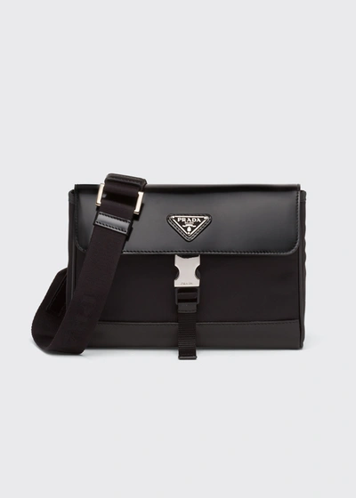 Prada Men's Saffiano Leather Multi-strap Crossbody Bag In Black, ModeSens
