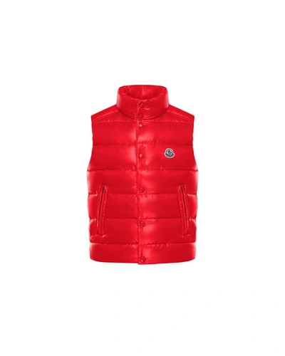 Shop Moncler Boy's Tib Logo Quilted Vest In 455 Red