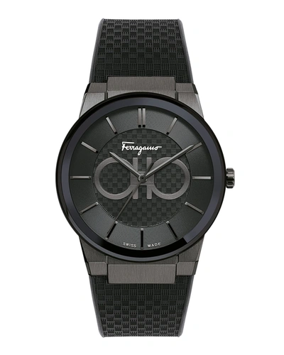 Shop Ferragamo Men's 41mm Ip Black/rubber Watch
