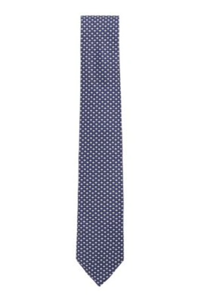 Shop Hugo Boss - Geometric Print Tie In Water Repellent Silk - Dark Blue