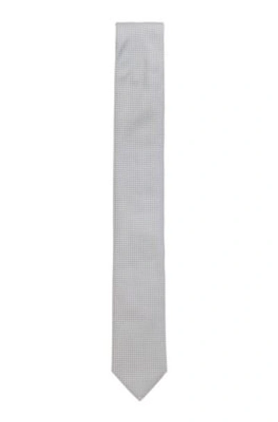 Shop Hugo Boss - Micro Patterned Tie In Silk Jacquard - Light Grey
