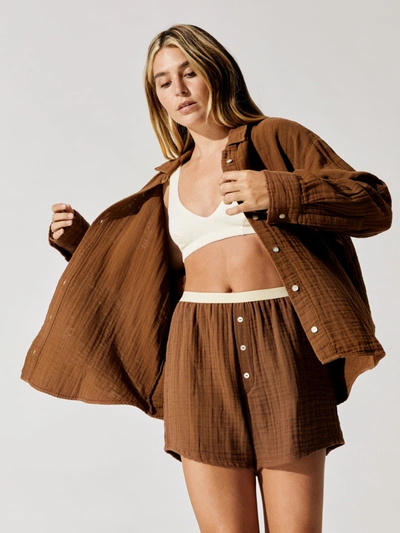 Shop Donni Bubble Shirt In Chocolate