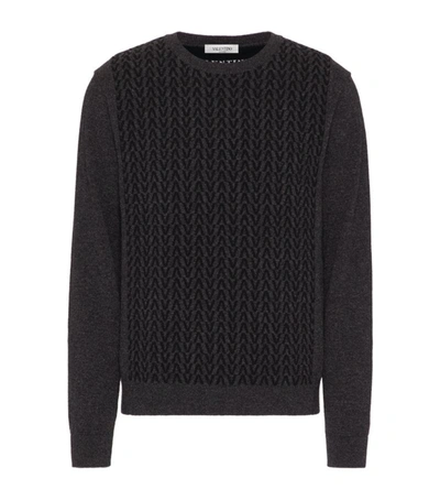 Shop Valentino Wool Monogram Sweater In Grey