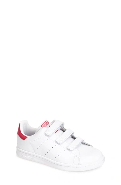 Adidas Originals Stan Smith Faux Leather Sneakers In White/ Bold Pink