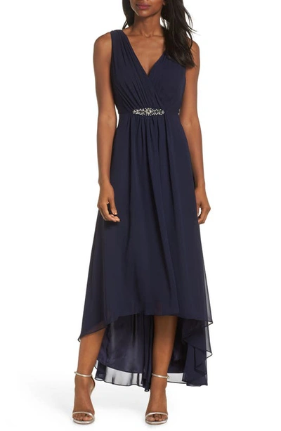 Eliza J Petites Womens Embellished Maxi Maxi Dress In Navy