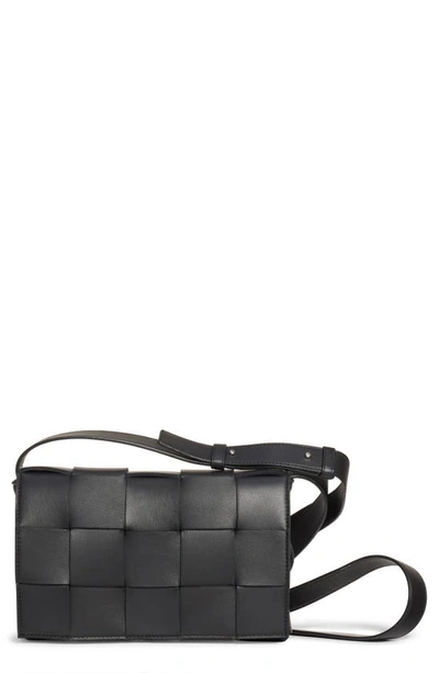 Shop Bottega Veneta Intrecciato Leather Crossbody Bag In Nero