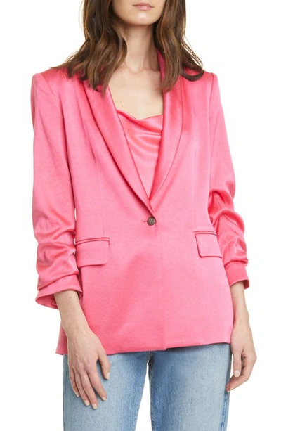 Shop Alice And Olivia Sebastian Scrunch Sleeve Blazer In Wild Pink
