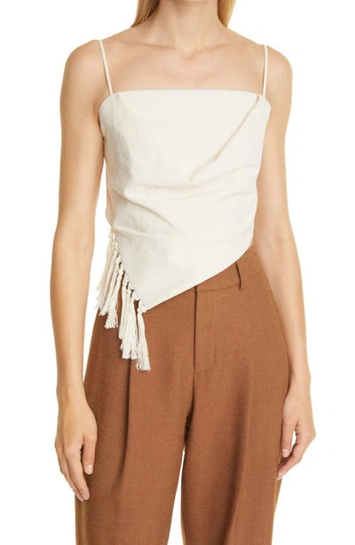 Nanushka + Net Sustain Raelynn Fringed Organic Cotton Top In Creme