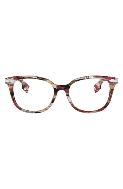 Shop Burberry 51mm Cat Eye Optical Glasses In Red Multi