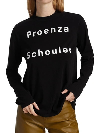 Shop Proenza Schouler White Label Stretch Jersey Long-sleeve Logo T-shirt In Black