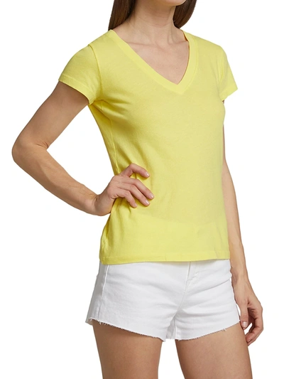 Shop L Agence Becca V-neck Cotton Tee In Buttercup