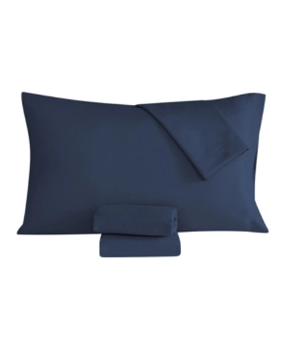 Shop Jessica Sanders Solid 3 Pc. Sheet Set, Twin Xl Bedding In Navy