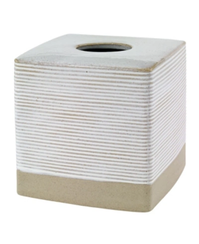 Shop Avanti Drift Lines Textured Ribbed Ceramic Tissue Box Cover In Linen