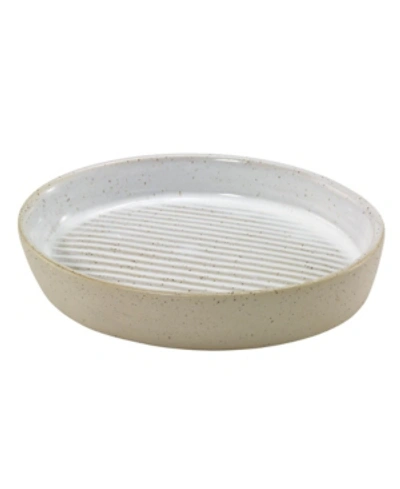 Shop Avanti Drift Lines Textured Ribbed Ceramic Soap Dish In Linen