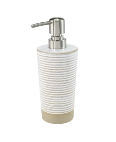 Shop Avanti Drift Lines Textured Ribbed Ceramic Soap/lotion Pump In Linen