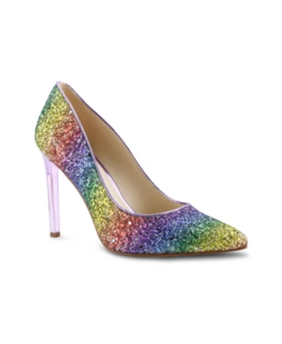 Shop Nine West Women's Tatiana Pointy Toe Pumps Women's Shoes In Rainbow Glitter