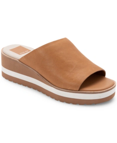 Shop Dolce Vita Freta Wedge Sport Slide Sandals Women's Shoes In Tan Leather