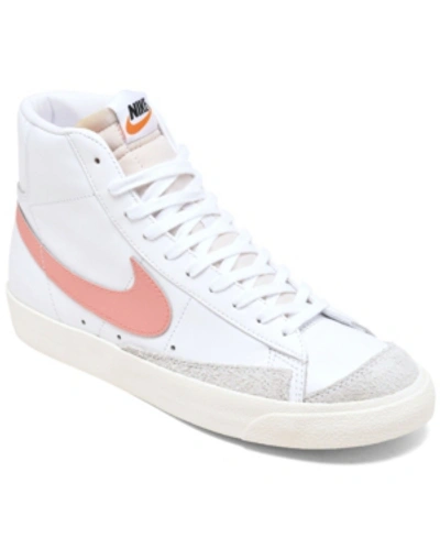 Shop Nike Women's Blazer Mid 77 Casual Sneakers From Finish Line In White, Red