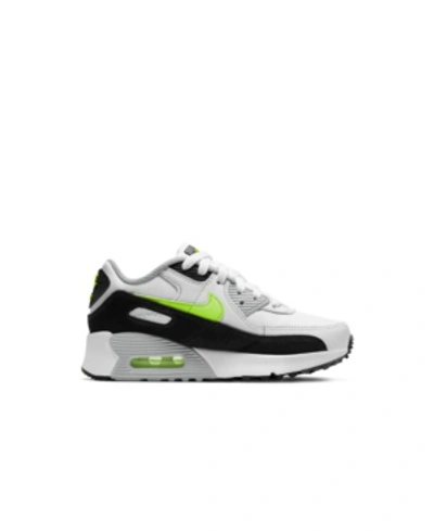 Shop Nike Little Boys Air Max 90 Casual Sneakers From Finish Line In White, Lime