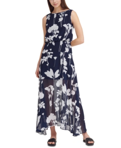 Shop Karl Lagerfeld Floral-print Chiffon Maxi Dress In Mfw