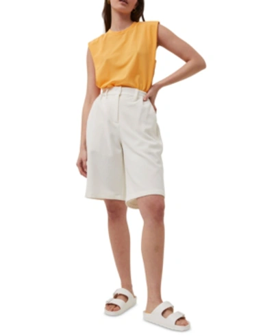 Shop French Connection Shoulder Pad Crepe Tank Top In Beeswax Orange