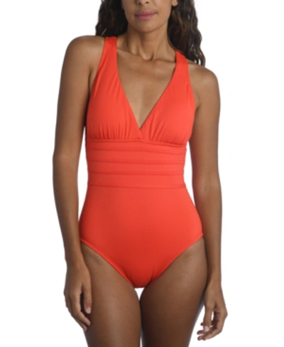 Shop La Blanca Island Goddess Tummy-control Strappy One-piece Swimsuit Women's Swimsuit In Paprika